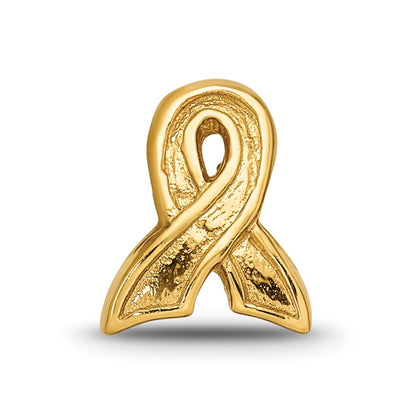 Sterling Silver Gold-plated Reflections Awareness Ribbon Bead