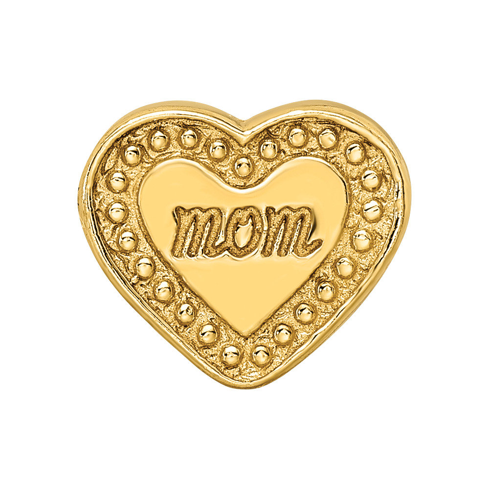 Sterling Silver Gold-plated Reflections Mom Heart Bead