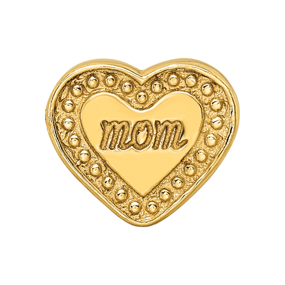 Sterling Silver Gold-plated Reflections Mom Heart Bead