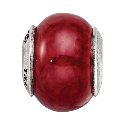 Sterling Silver Reflections Fuschia Cracked Agate Stone Bead
