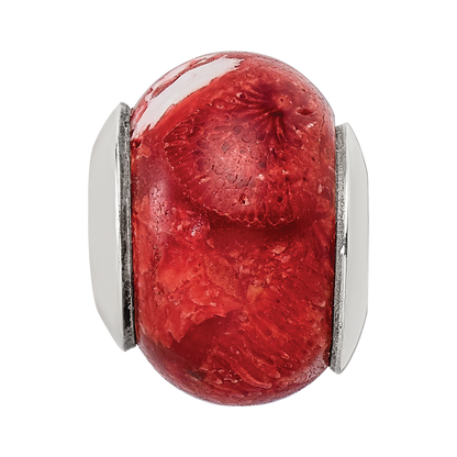 Sterling Silver Reflections Bamboo Coral Stone Bead