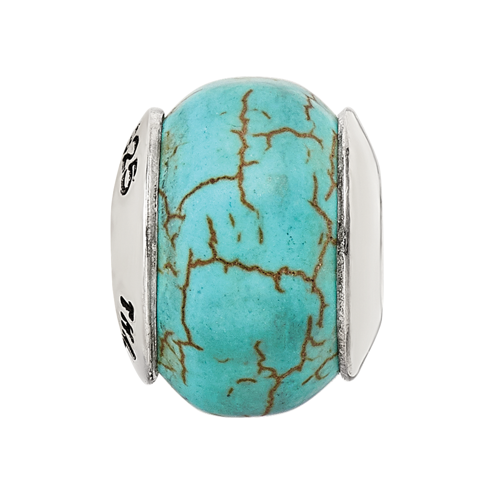 Sterling Silver Reflections Blue Magnesite Stone Bead