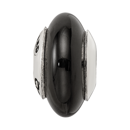 Sterling Silver Reflections Black Agate Stone Bead
