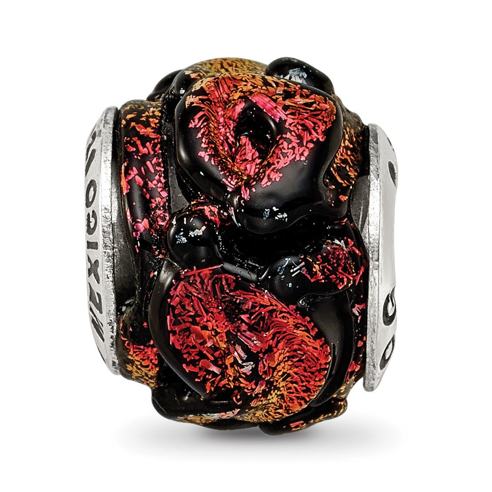 Sterling Silver Reflections Orange Dichroic Glass Bead