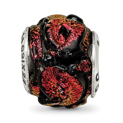 Sterling Silver Reflections Orange Dichroic Glass Bead