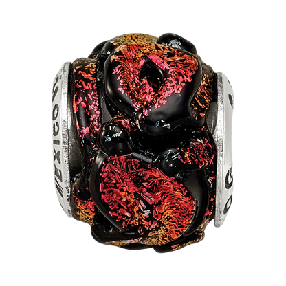 Sterling Silver Reflections Orange Dichroic Glass Bead
