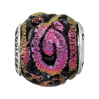 Sterling Silver Reflections Purple Dichroic Glass Bead