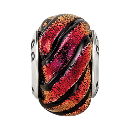 Sterling Silver Reflections Orange Swirl Dichroic Glass Bead
