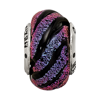 Sterling Silver Reflections Purple Swirl Dichroic Glass Bead