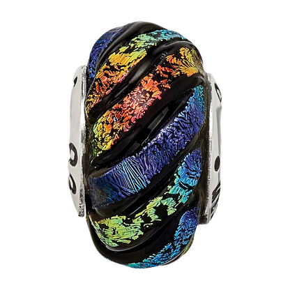 Sterling Silver Reflections Rainbow Swirl Dichroic Glass Bead