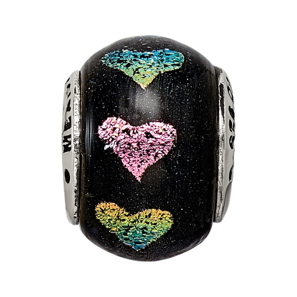 Sterling Silver Reflections Pink/Purple Hearts Dichroic Glass Bead