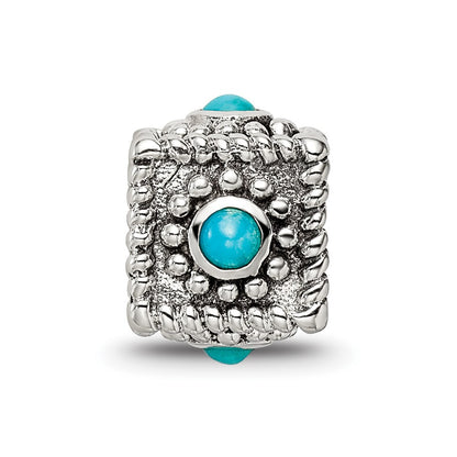 Sterling Silver Reflections Square 4 Stone Turquoise Bead