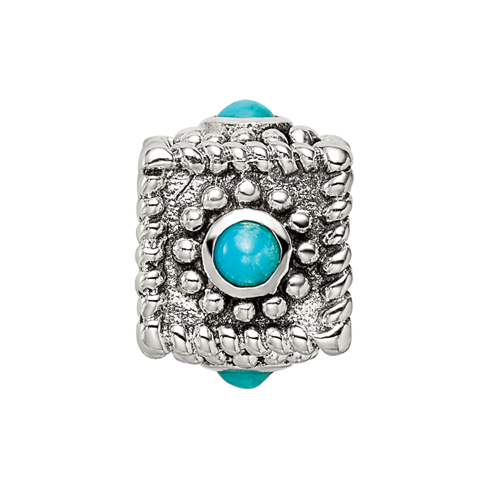 Sterling Silver Reflections Square 4 Stone Turquoise Bead
