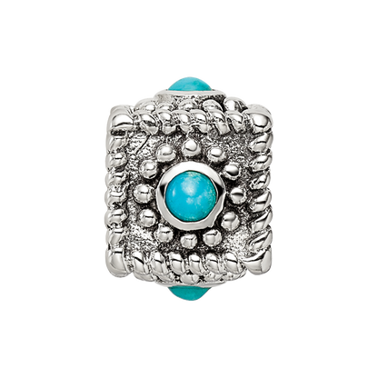 Sterling Silver Reflections Square 4 Stone Turquoise Bead