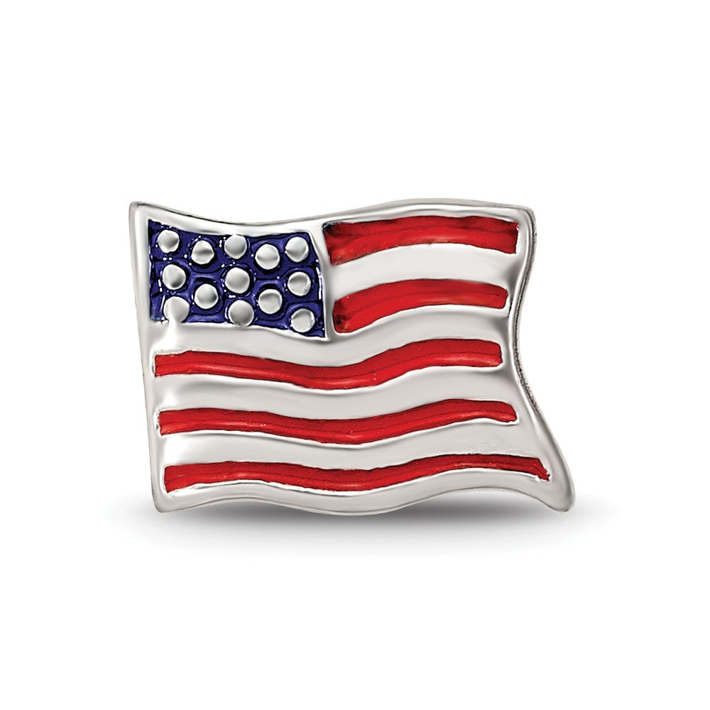 Sterling Silver Reflections Enameled USA Flag Bead
