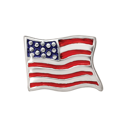 Sterling Silver Reflections Enameled USA Flag Bead