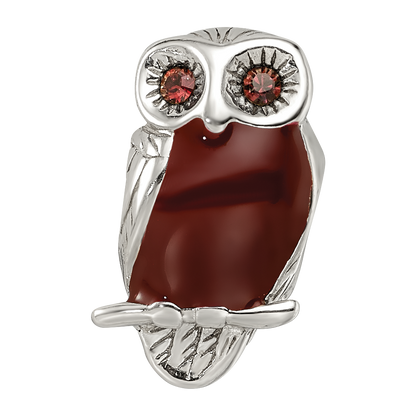 Sterling Silver Reflections Brown Enameled Wise Owl Bead