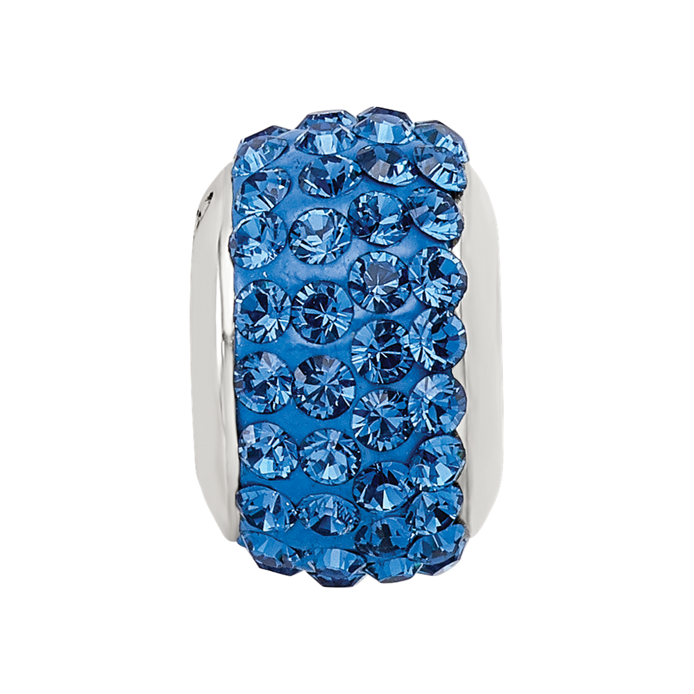 Sterling Silver Reflections Medium Blue Full Preciosa Crystal Bead