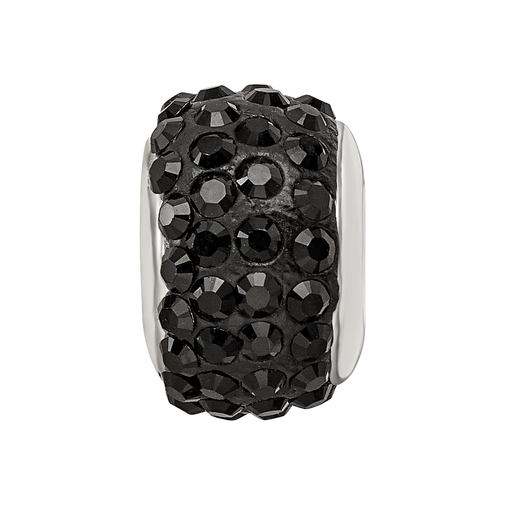 Sterling Silver Reflections Black Full Preciosa Crystal Bead