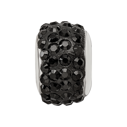 Sterling Silver Reflections Black Full Preciosa Crystal Bead