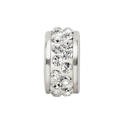 Sterling Silver Reflections Double Row White Preciosa Crystal Bead