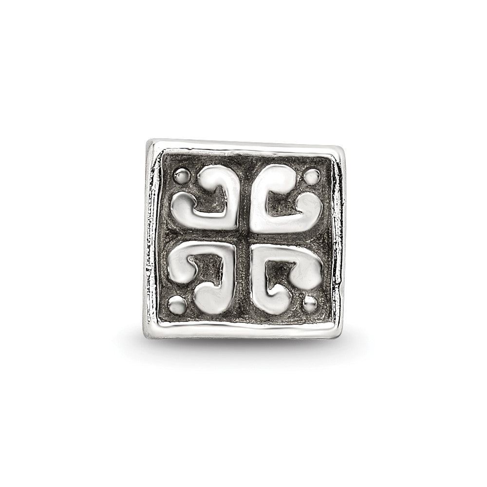 Sterling Silver Reflections Heart Cube Bead