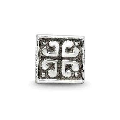 Sterling Silver Reflections Heart Cube Bead