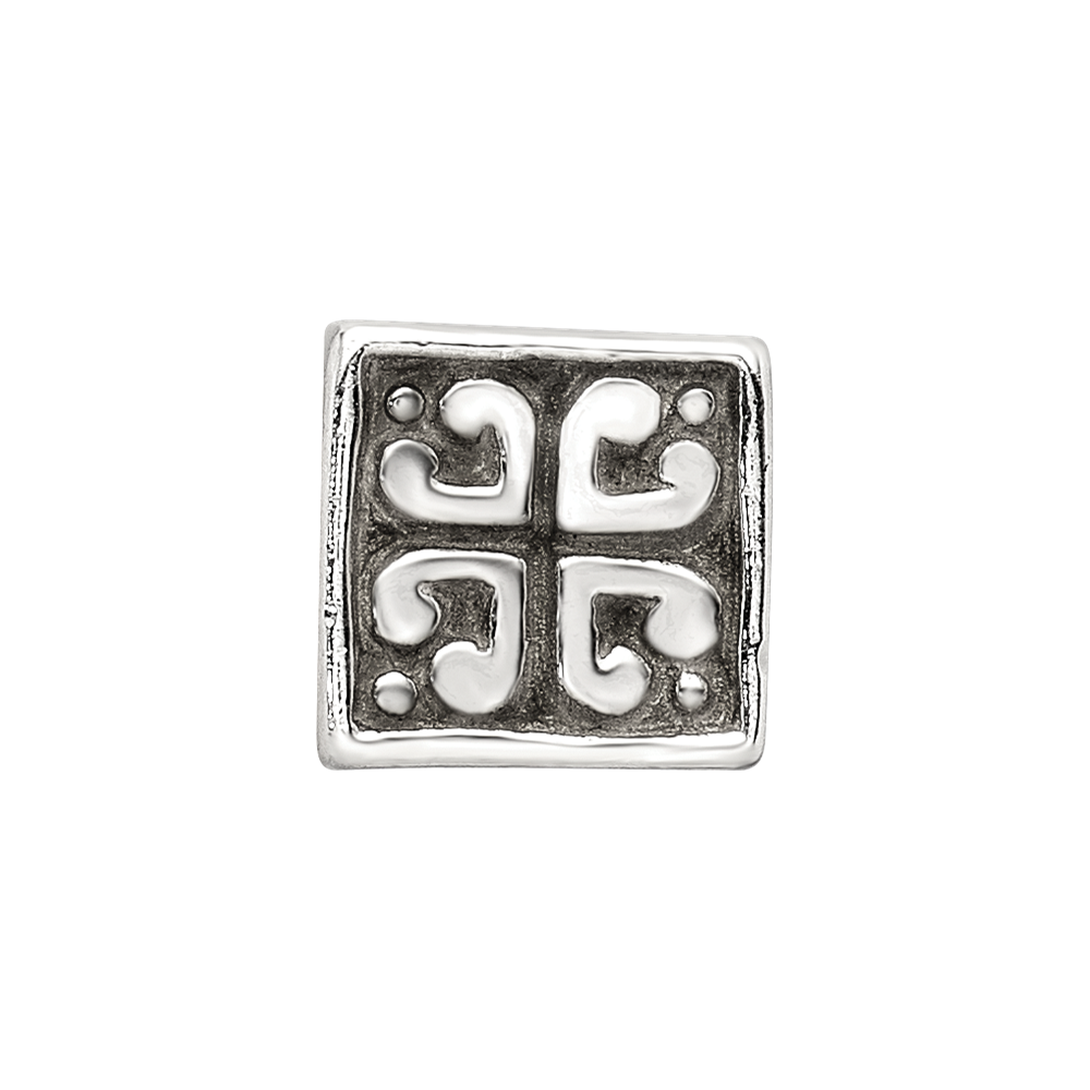 Sterling Silver Reflections Heart Cube Bead