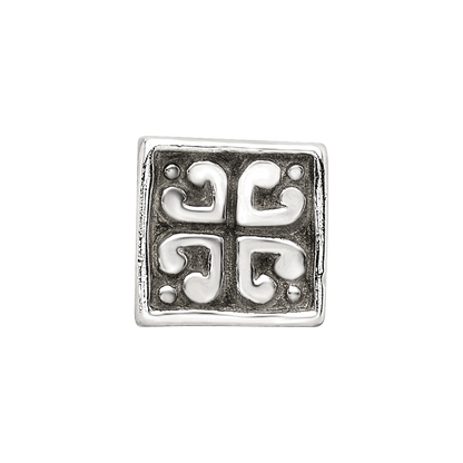 Sterling Silver Reflections Heart Cube Bead