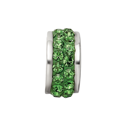Sterling Silver Reflections Green Double Row Preciosa Crystal Bead