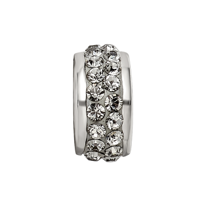 Sterling Silver Reflections Silver/Grey Double Row Preciosa Crystal Bead