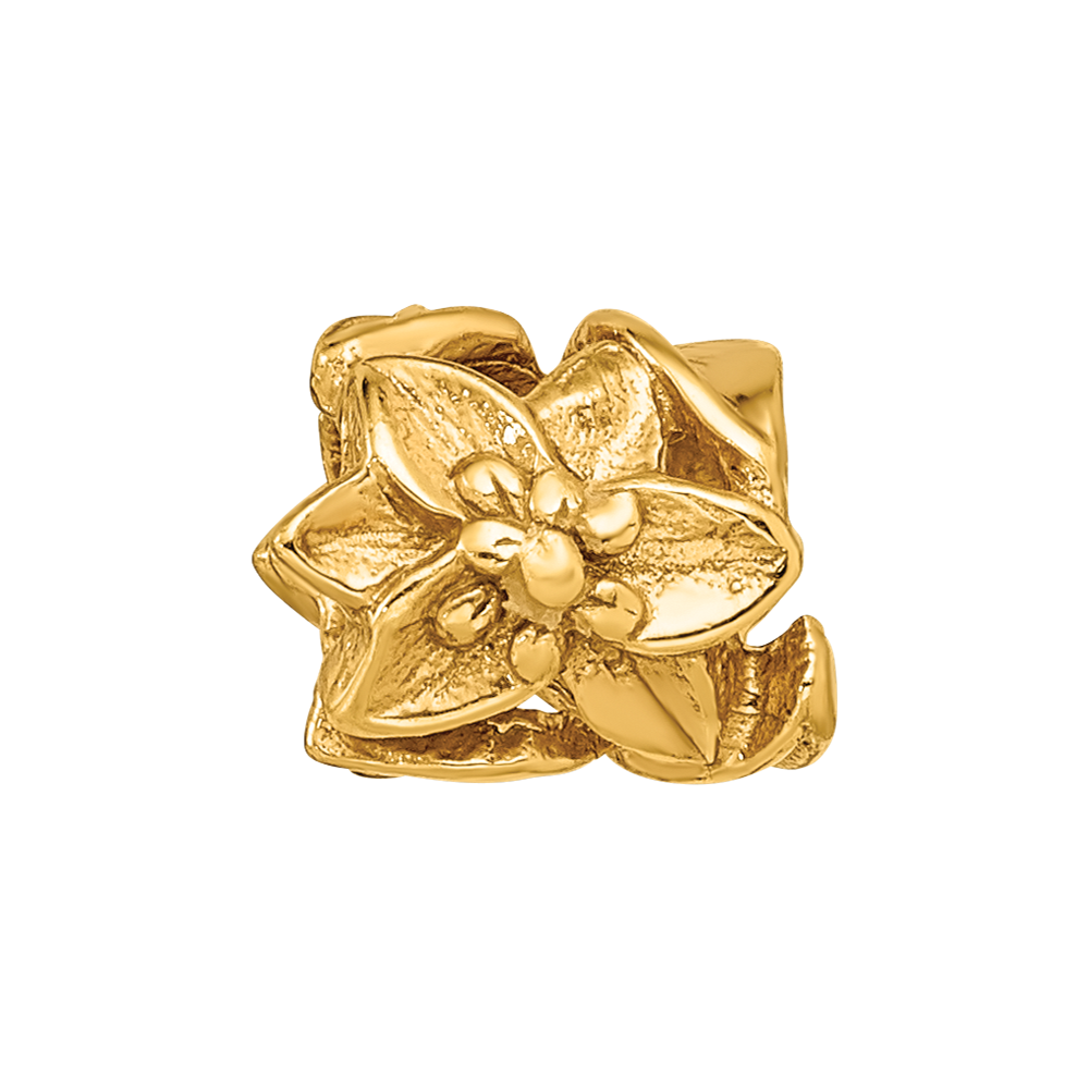 Sterling Silver Gold-plated Reflections Plumeria Floral Bead