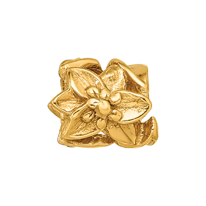 Sterling Silver Gold-plated Reflections Plumeria Floral Bead