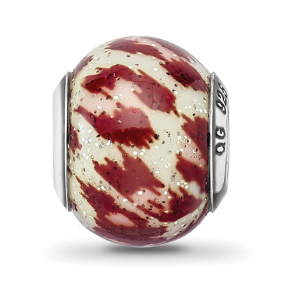 Sterling Silver Reflections Italian Pink & Brown w/Glitter Glass Bead