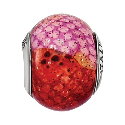 Sterling Silver Reflections Italian Pink & Orange Python Glass Bead