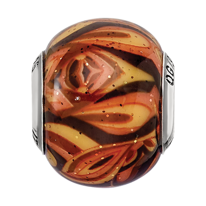 Sterling Silver Reflections Italian Decorative Orange Glass Bead