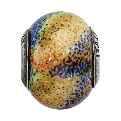 Sterling Silver Reflections Italian Blue & Orange & Green Glass Bead