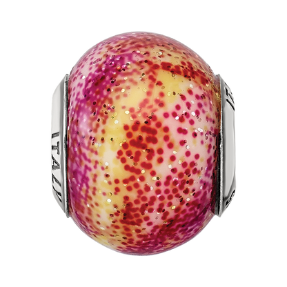 Sterling Silver Reflections Italian Fuschia & Yellow Glass Bead