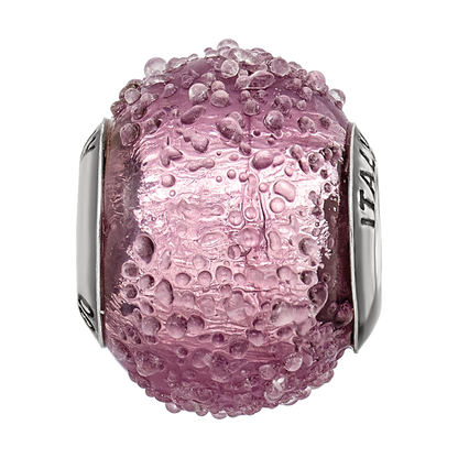 Sterling Silver Reflections Italian Light Purple Textured Glass Bead