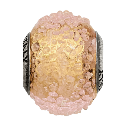 Sterling Silver Reflections Italian Yellow Textured Glass Bead