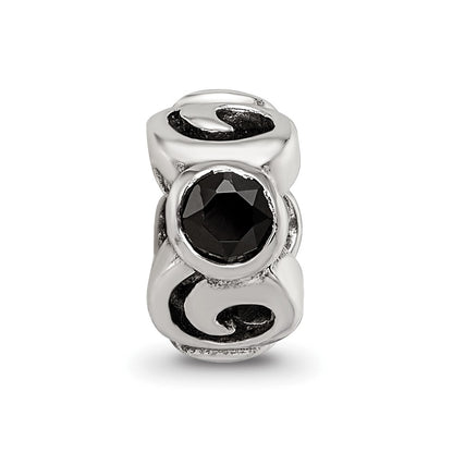 Sterling Silver Reflections Black CZ Bead