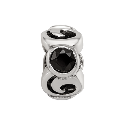 Sterling Silver Reflections Black CZ Bead