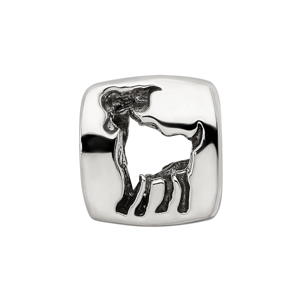 Sterling Silver Reflections Aries Zodiac Antiqued Bead