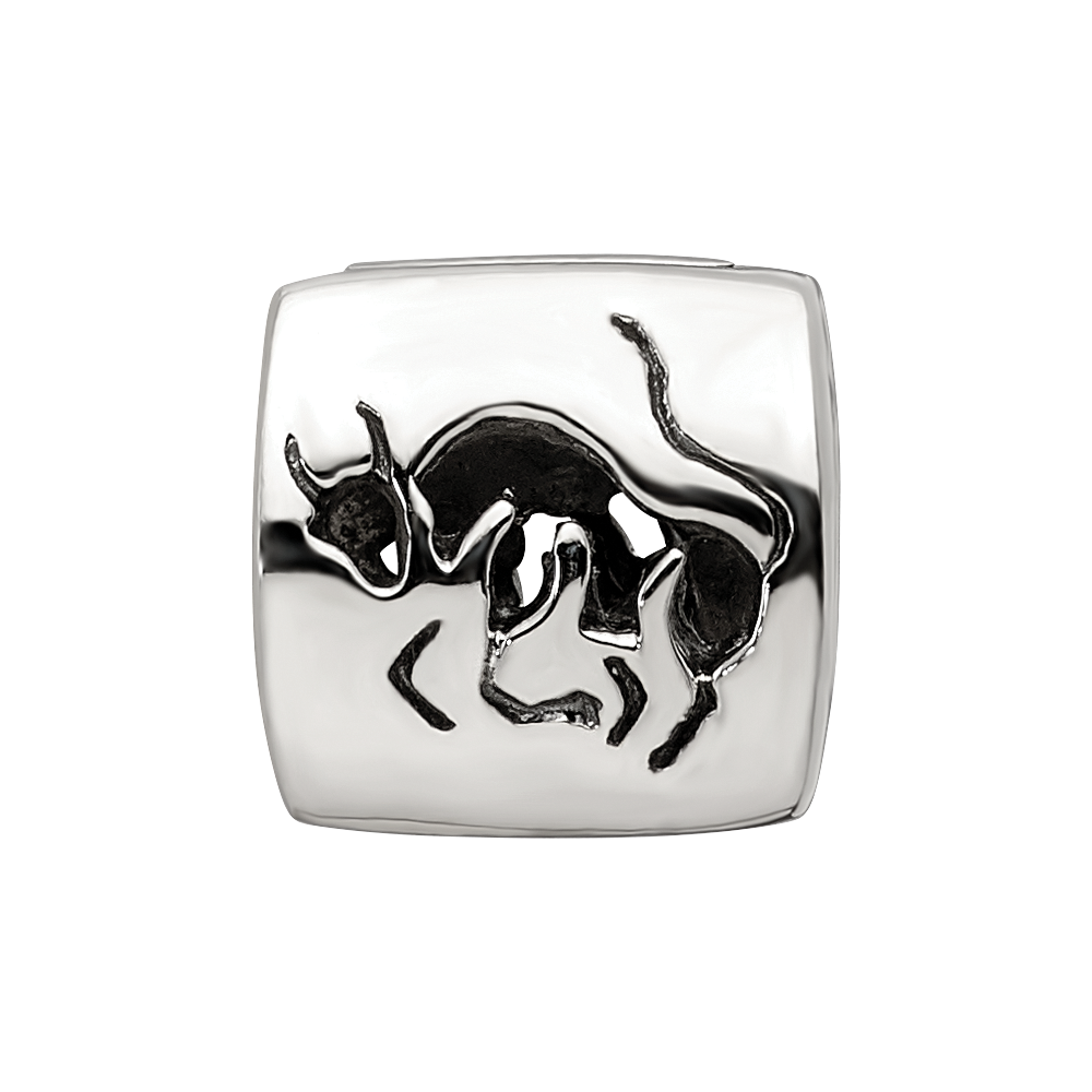 Sterling Silver Reflections Taurus Zodiac Antiqued Bead