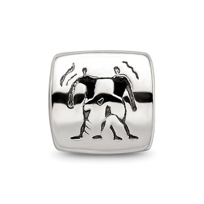 Sterling Silver Reflections Gemini Zodiac Antiqued Bead