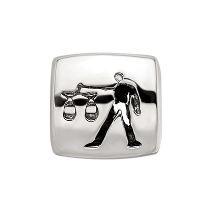 Sterling Silver Reflections Libra Zodiac Antiqued Bead