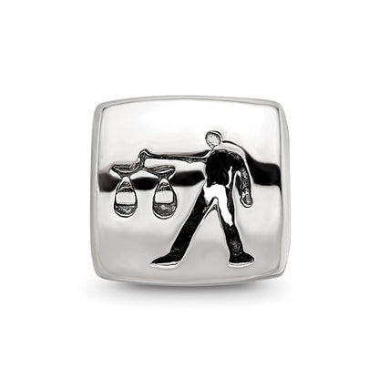 Sterling Silver Reflections Libra Zodiac Antiqued Bead