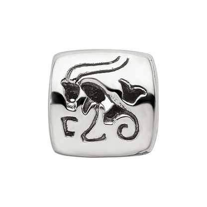 Sterling Silver Reflections Capricorn Zodiac Antiqued Bead