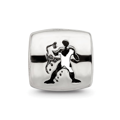 Sterling Silver Reflections Aquarius Zodiac Antiqued Bead