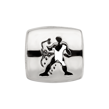 Sterling Silver Reflections Aquarius Zodiac Antiqued Bead